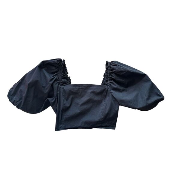 Jason Wu Tops - Jason Wu Square Neck Puff Sleeve Cropped Blouse Black S